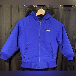 Lands End boys SIZE M Blue Polartel Windbreaker Fleece Lined Jacket.